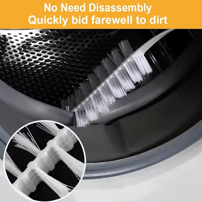 Washing Machine Cleaner Brush, Household Nylon Brushes for Cleaning Washing Machine Brush, Front Load Rolling Washing Machine Cleaning Brush, Flexible Slit Cleaning Brush Dryer Vent Brush