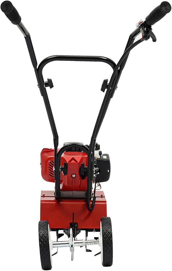 2HP Garden Tiller Cultivator 52CC 2 Stroke Gasoline Engine Mini Tiller Cultivator Rotary Hoe Rototiller Garden Yard Soil Tilling Machine