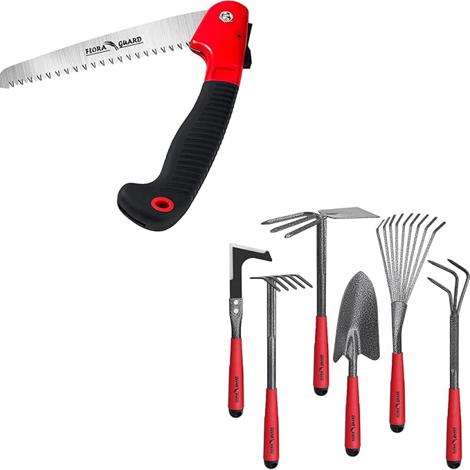 FLORA GUARD 7.7-Inch Folding Saw with 6 Piece Garden Tool Sets