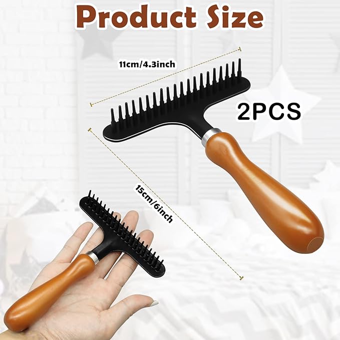 2 Pcs Hand Held Carpet Rake to Fluff Matted Carpets, Portable Rug Rake for Pet Hair Removal