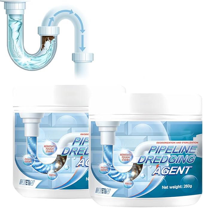Powerful Pipe Dredging Agent, 2025 New Sink Drain Cleaner, Powerful Pipe Unclogging Agent for Kitchen and Pipes Cleaning Tool (2PCS)