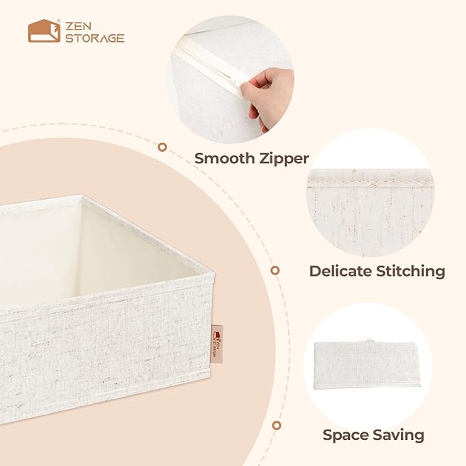 Cotton Linen Drawer Organizers for Baby Clothes, 20Pack Multi-Size Nursery Dresser Dividers for Clothes, Premium Foldable Storage Bins for Bedroom, Closet and Diaper Table, Beige