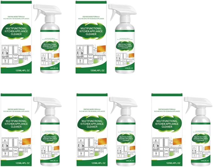 Kitchen Appliance Cleaner Spray, Multi-Purpose Cabinet Cleaner All in One, Kitchen Cabinet Cleaner for Stove Oven Range Hood Countertop, No Rinse No Scratch, 120ml/4oz (5PCS)
