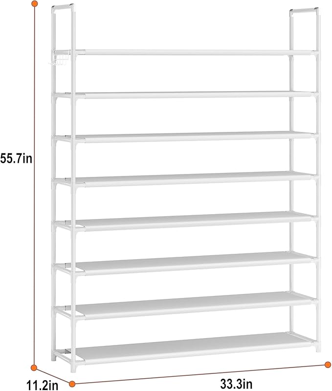OYREL 8 Tier Shoe Rack Organizer Large Shoe Storage Rack for Closet Entryway Shoe Holder Space Saving Shoe Shelf Shoe Stand Tall Shoe Tower Metal Shoe Rack Holds up to 32-40 Pairs of Shoes