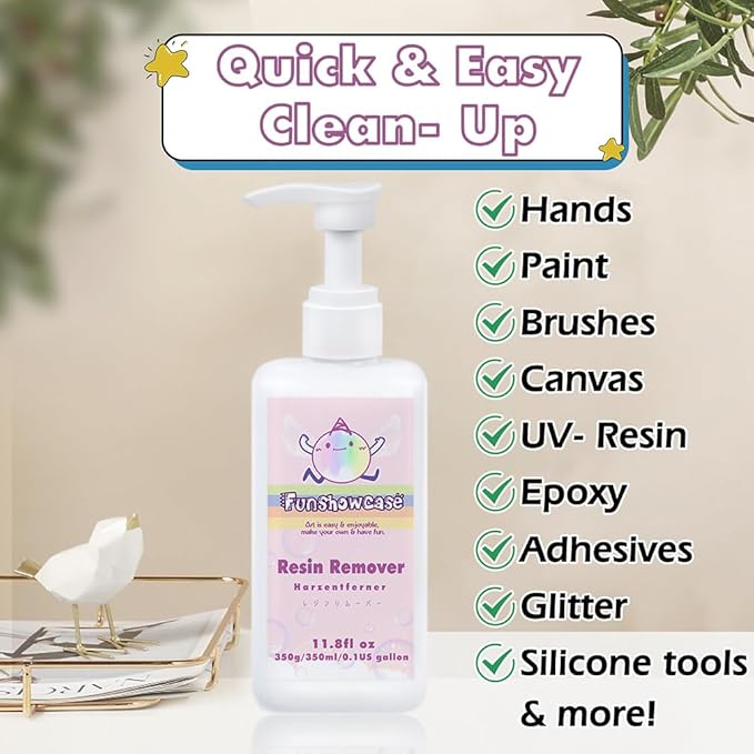 FUNSHOWCASE Epoxy Resin Remover 12oz Supplies Cleaner and Hand Soap