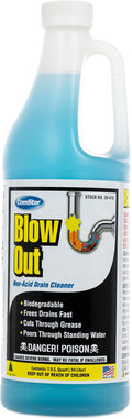 ComStar Blow Out, Non-Acid Liquid Drain Cleaner, Industrial Strength Formula for Fast Unclogging, Dissolves Hair Grease Soap & Organic Build-Up, Safe for Pipes, Septic, Porcelain, 1 Quart (30-475)