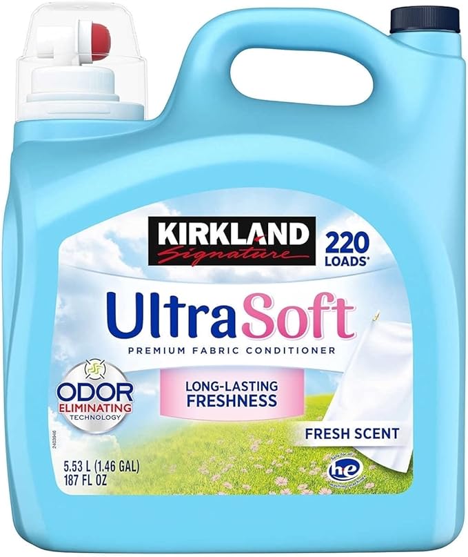 Kirkland Signature Ultra HE Liquid Fabric Softener, Fresh, 220 loads, 187 fl oz