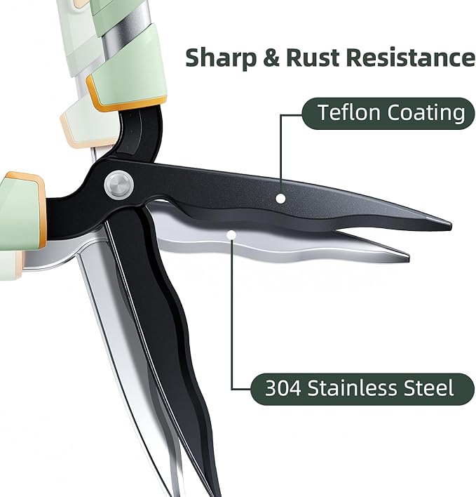 PrunePro Extendable Hedge Shears (27"-35") | Wavy Stainless Steel Blades | Teflon Coated for Smooth Cuts | Lightweight Adjustable Garden Clippers for High Hedges & Bushes