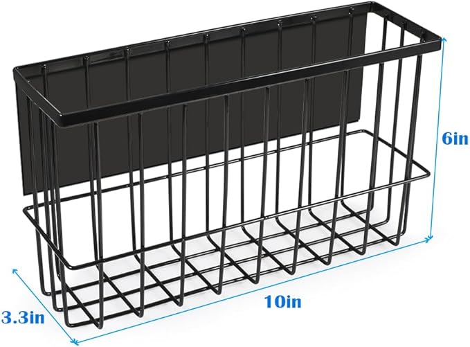 Picowe Large Dryer Ball Organizer Magnetic Storage Bin, Magnetic Basket Dryer Ball Holder for Laundry Room Organization and Storage to Hold 6 Dryer Balls, Without Balls ( Black, L )