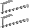 ASTOFLI Paper Towel Holder Under Cabinet No Drilling, Self Adhesive Paper Towel Holder Wall Mount for Kitchen Rack, Under Counter Napin Holder No Drill, RV, 304 Stainless Steel, Silver 2 Pack