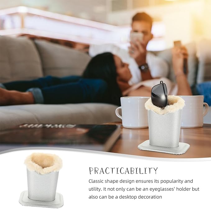 OSALADI 2Pcs Leather Eyeglass Holders with Plush Lining Scratch-Resistant Glasses Stands for Desk Display Multipurpose Eyewear and Jewelry Organizer for Office Bedroom