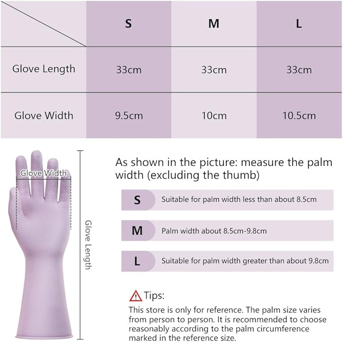 AUAUY Reusable Kitchen Dishwashing Gloves, Rubber Household Cleaning Gloves, Non-Slip Waterproof Dish Glove for Women Men