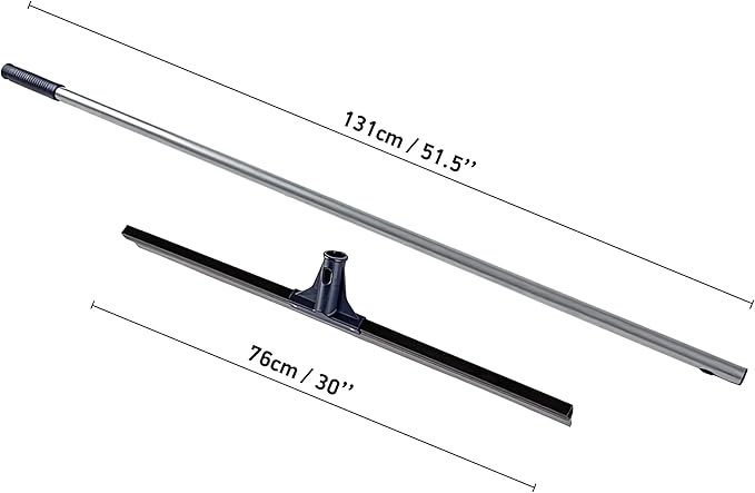 DSV Standard Floor Squeegee for Concrete Floor, 30" Large Squeegee Broom, Heavy Duty Floor Squeegee for Tile with 51.5" Handle for Garage, Deck, Bathroom, Window, Glass