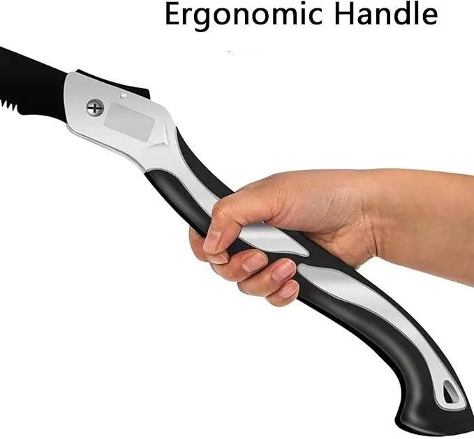 12 Inch Folding Saw, Pruning Hand Saw for Wood Cutting, Garden Pruner with SK5 Curved Blade, Triple- Cut Razor Teeth, Foldable Handsaw for Tree Trimming, Camping, Gardening and Carpentry