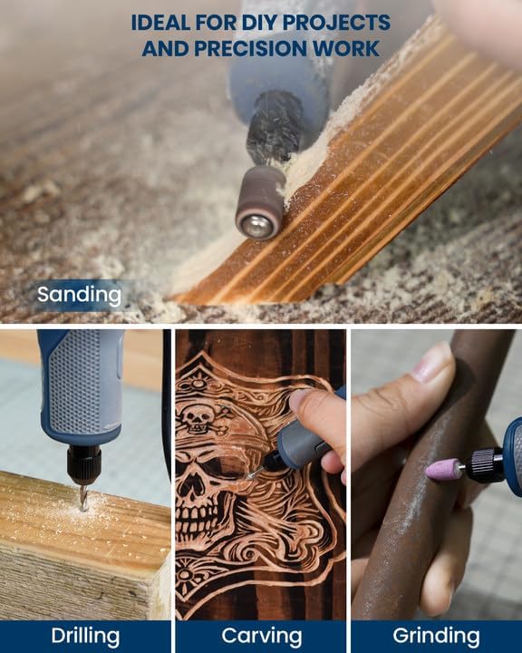 Rotary Tool Kit, Corded Rotary Tool, 4 Variable Speed, 10000-22000RPM, Lightweight, for Sanding, Engraving, Polishing, Grinding, Drilling, Carving, and Jewelry Making