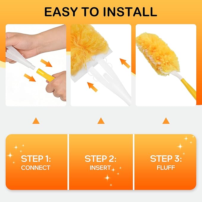 SetSail 30 Count Duster Refills for Swiffer Duster with 1 Handle Dusters for Cleaning Disposable Duster Refill Multi Surface 360 Duster Cleaner Kit for Ceiling Fan, Blind, Furniture