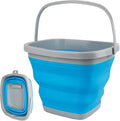 2.6 Gallon Collapsible Mop Bucket with Handle for Household Cleaning, Portable Silicone Ice Bucket for Outdoor Camping Fishing Car Washing, Square Plastic Wash Basin Tub for Bathroom Cleaning Supplies