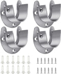 4 Packs Stainless Steel Wardrobe Bracket U-Shaped Rod Socket Flange 1-1/4" Diameter Heavy Duty Closet Rod Brackets End Supports for Closet Rod with Screws (Silver)