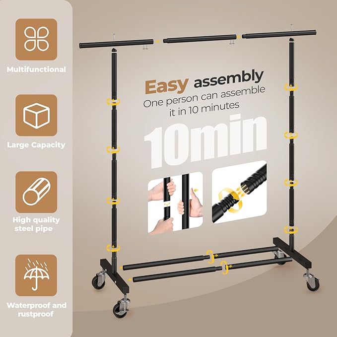 Abiglifty Single Rods Clothes Rack
