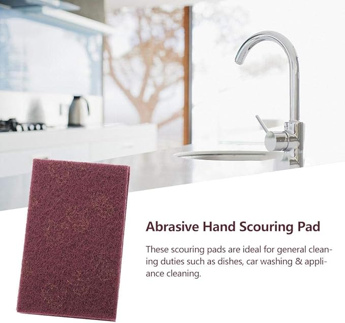 5pcs Nylon Scourer Pad Shell Polishing Professional Industrial Abrasive Hand Scouring Pad (fine-Red)