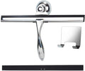 12 Inch Squeegee for Shower, Shower Squeegee with Suction Cup Hooks, for Glass Door Marble Mirror Bathroom, Chrome Plated Stainless Steel Deluxe Car Window Home Kitchen Tile Scraper