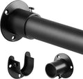1.3 Inch Diameter Heavy Duty Closet Rods for Hanging Clothes, Metal Black Closet Rod 17-75 Inch Adjustable Clothes Hanging Bar Metal Shower Curtain Rods for Closets, Wardrobes, Bathroom, Windows