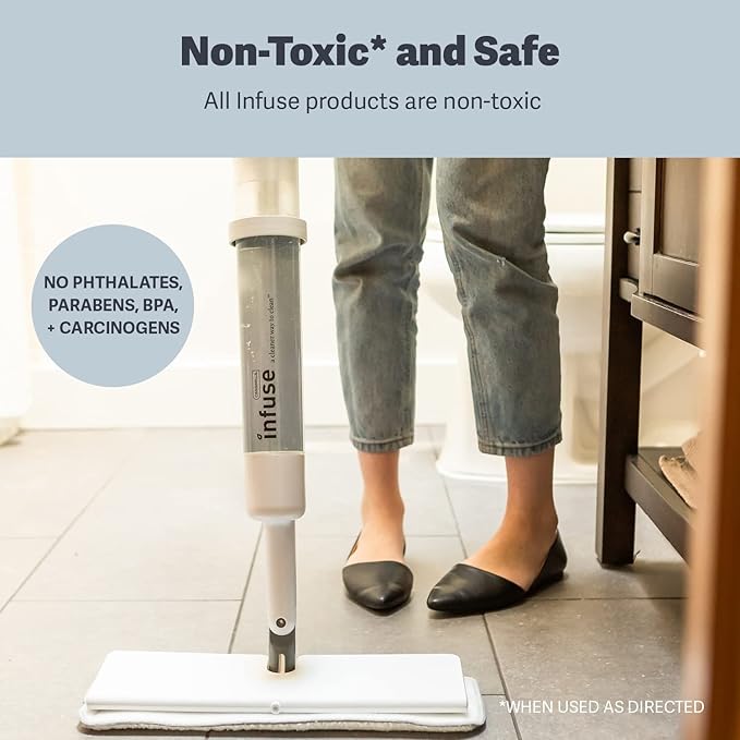 Casabella Infuse Multi-Surface Floor Spray Mop Cleaning Kit with Cleaning Concentrate Refill, White