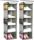 BrilliantJo 5 Shelves Hanging Closet Organizer, 2 Pack Hanging Storage with 6 Side Pockets for Clothes Bags, 43"x12"x12"(Gray)