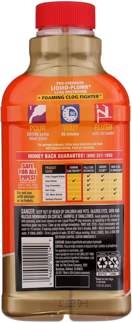 Liquid Plumber Clog Destroyer with Foaming Clog Fighter - 17 Ounces