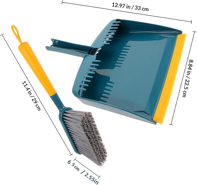 Hand Broom and Dustpan Set Small Size with Plastic Bristles Home Cleaning Accessory for Kitchen, Tabletop, Car Interior, and Office Sweeping