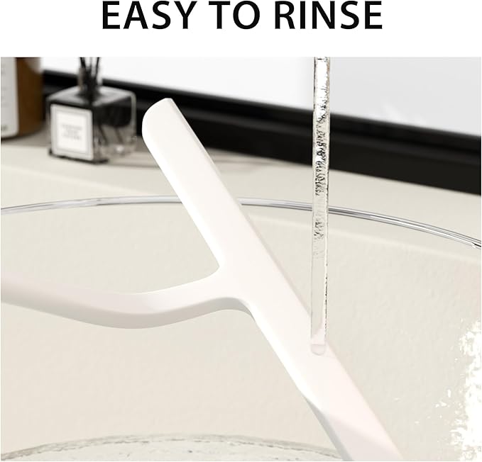 Shower Squeegee for Shower Glass, Bathroom Glass Cleaning Tool with Hook Mount, Squeegee for Glass Doors, Window Cleaning, Tile Shower Walls (White)
