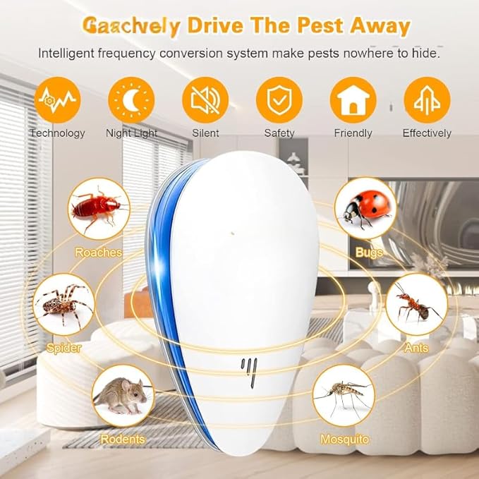 Mice Repellent Indoor, Rodent Roach Spider Insect Repellent, Pest Control Plug in, Insect Repellent for Bugs Insects Roaches Mice Spiders Rodents Mosquitoes 1110-2