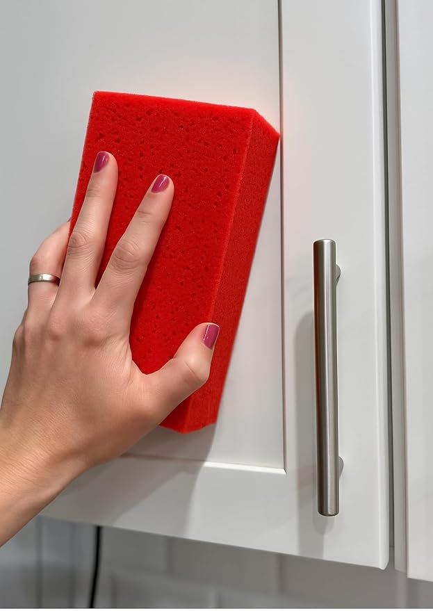 Multi-Purpose Sponges for Cleaning - Red 4 Pack, Large Sponges for Car Washing, Tile & Grout, All Purpose Cleaning