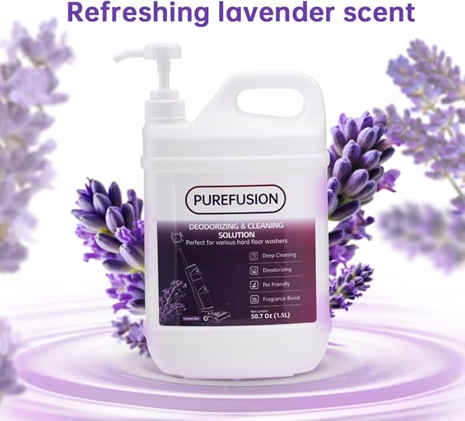 PUREFUSION Deodorizing Cleaning Solution 50.7 OZ/1.5L for Tineco iFLOOR FLOOR ONE S3 S5 S6 S7 Series Wet Dry Vacuum, Lavender Scent Cleaning Liquid Refill