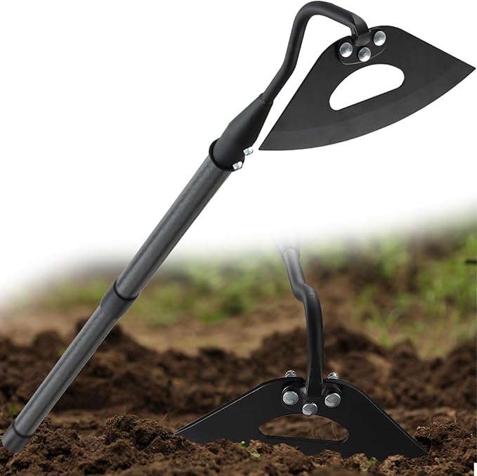 Hollow Garden Hoe - Heavy Duty Triangle Weed Hoes for Gardening,55" Adjustable Long Handle, Sharp Blade Hand Weeding Tool for Vegetable Gardens, Flower Beds, Lawn Edges & Tight Spaces