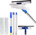 ITTAHO Squeegee for Window Cleaning with Extendable Pole, 53" 2-in-1 Window Cleaning Tool Kit, Shower Squeegee with Long Handle, Indoor/Outdoor High Window Cleaning-Two Pads