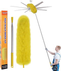 Cobweb Duster with Extension Pole, 110" Microfiber Feather Duster Kit with Bendable Washable Heads, Spider Web Brush, Dusters for Cleaning Ceiling Fan, High Ceiling, Blinds, Furniture & Cars