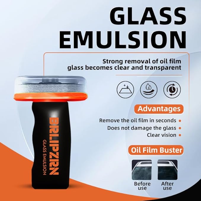 glass guard Glass Oil Film Remover for Car, Roll-On Glass Compound with Cleaning Board, Removes Oil Film, Improve Windshield Clarity for Safe Driving