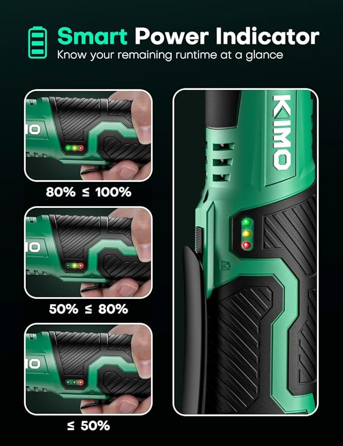 KIMO Cordless Electric Ratchet Wrench Set, 40Ft-lbs, 400RPM, 12V Cordless Ratchet Wrench 3/8" w/Variable Speed Trigger, 7Sockets, 1/4" Adapter, Forward/Reverse Switch, 2Battery Power Ratchet w/Charger