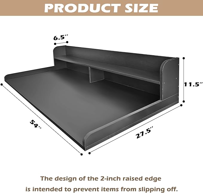 Royxen Laundry Countertop with 2-Tier Shelf Universal Fit, Washer and Dryer Countertop with Storage Space, Shelf Height 11.5 Inches, Solid Wood Core, Black