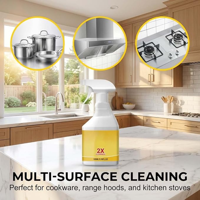 Drkicsy 3 Packs Kitchen Heavy Oil Cleaner Spray, Oven Cleaner Heavy Oil Stain Cleaner Kitchen Degreaser, All Purpose Heavy Duty Oil Cleaning Agent Foam Cleaner for Countertops and Appliances
