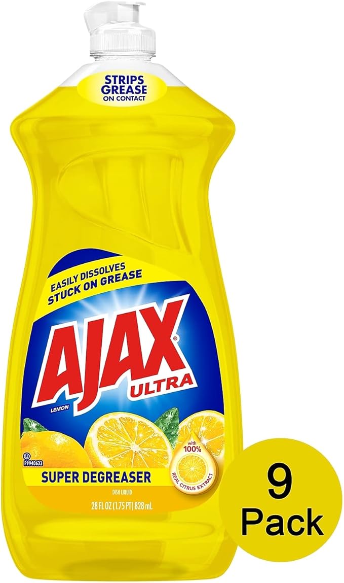 Ajax 44673 Dish Detergent Lemon Scent 28 oz Bottle 9/Carton