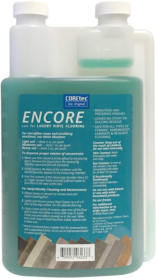 COREtec ENCORE 03Z78 Floor Cleaner Care for Luxury Vinyl Flooring Concentrate 32 oz (Refills 16x)