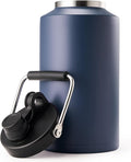 Kerilyn Insulated Gallon Jug with Handle, One Gallon, 128oz Stainless Steel, Large Double Vacuum Water Bottle for Hot & Cold Drinks, Wide Mouth, Sweat Proof, Great for Travel, Camping, Dark Blue