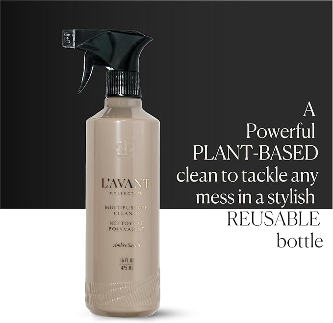 L’AVANT Collective High Performing Multipurpose Cleaner | Plant-Based, Naturally Derived Formula, Ambré Santal Scent - 16 Fl oz Refillable Bottle – All-Purpose Surface Cleaner