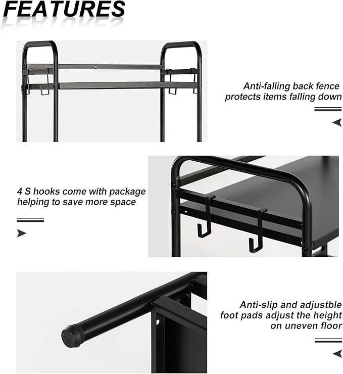 HDANI Storage Shelves, 3-Tier Metal Storage Rack with Shelf,Shelf Organizer,Garage Standing Shelving Unit for Laundry,Bathroom,Kitchen,Pantry, Closet,23.6''W X 13.8''D X 36.2 H'',Black