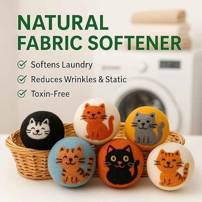 Laundry Wool Dryer Balls | Natural Fabric Softener – Reusable, Eco-Friendly, Reduces Drying Time – Wool Balls Replaces Dryer Sheets - Laundry Balls for Dryer (Animals (Type 1) 3XL)