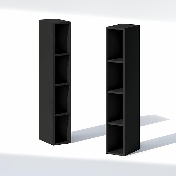 Furinno Fulda 8-Tier Closet Organizers and Storage, Open Shelf, Storage Organizer, 6-Inch Width, for Closet, Bedroom, Blackwood