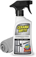 Cerama Bryte High Strength Protective Stainless Steel Appliance Cleaner & Polish Spray with Mineral Oil - 16 oz, Includes Large Microfiber Cloth