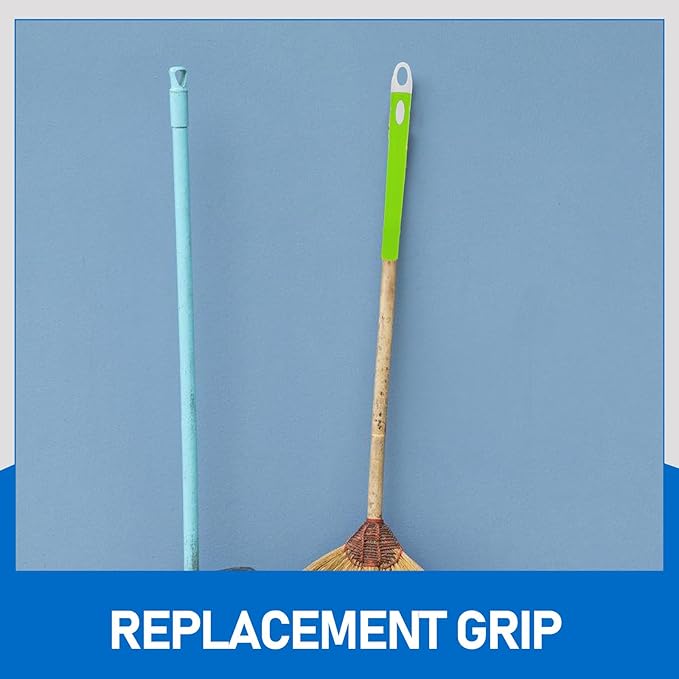 2pcs Mop Handle Replacement with End Caps, Stainless Steel Broom and Dustpan Pole Grip, Sturdy Household Cleaning Tool Accessories for Floor Sweeping and Mop Use